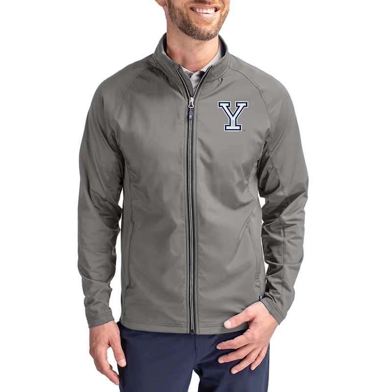Men's Cutter & Buck Gray Yale Bulldogs  Adapt Eco Hybrid Recycled Full-Zip Jacket