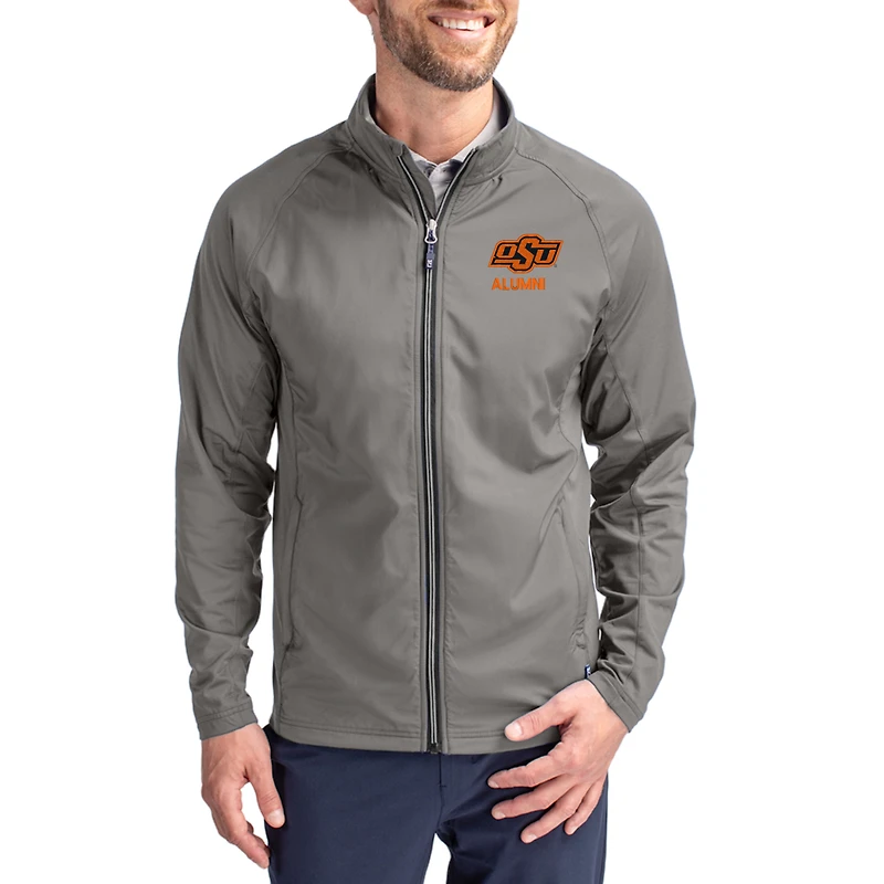 Men's Cutter & Buck Gray Oklahoma State Cowboys Adapt Eco Hybrid Recycled Full-Zip Jacket