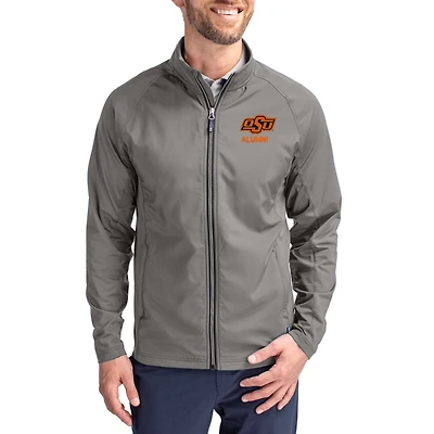 Men's Cutter & Buck Gray Oklahoma State Cowboys Adapt Eco Hybrid Recycled Full-Zip Jacket
