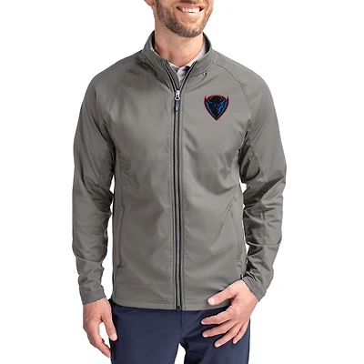 Men's Cutter & Buck Gray DePaul Blue Demons  Adapt Eco Hybrid Recycled Full-Zip Jacket