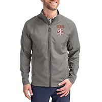 Men's Cutter & Buck Gray Texas Longhorns Big & Tall Adapt Eco Knit Hybrid Recycled Raglan Full-Zip Jacket