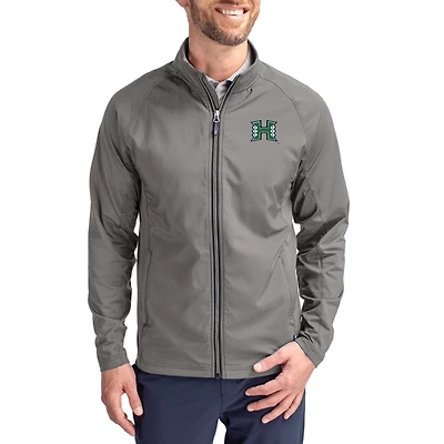 Men's Cutter & Buck Gray Hawaii Rainbow Warriors  Adapt Eco Hybrid Recycled Full-Zip Jacket