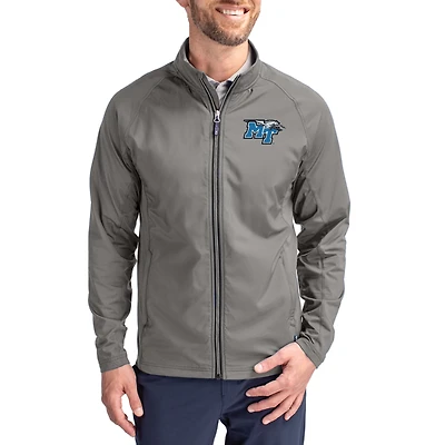 Men's Cutter & Buck Gray MTSU Blue Raiders  Adapt Eco Hybrid Recycled Full-Zip Jacket