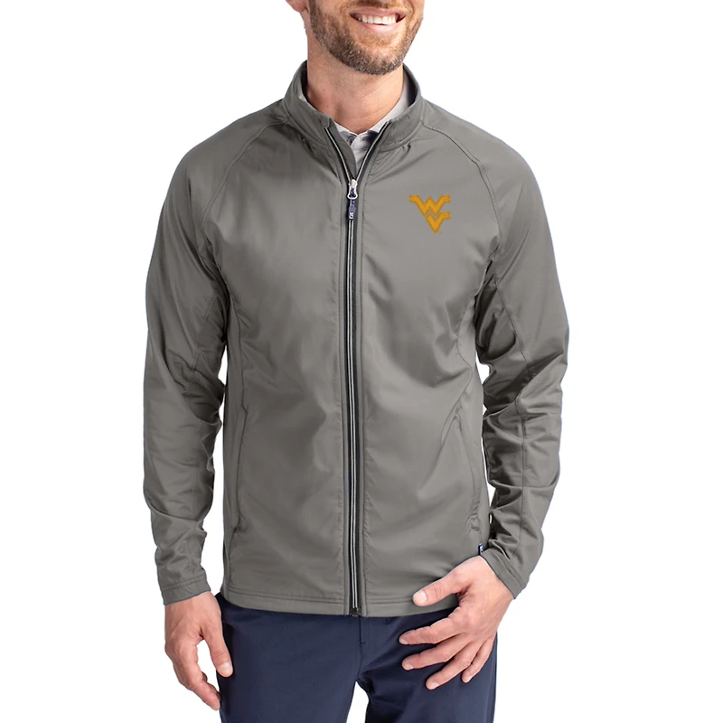 Men's Cutter & Buck Gray West Virginia Mountaineers Adapt Eco Hybrid Recycled Full-Zip Jacket