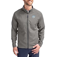 Men's Cutter & Buck Gray Southern University Jaguars Big & Tall Adapt Eco Knit Hybrid Recycled Raglan Full-Zip Jacket