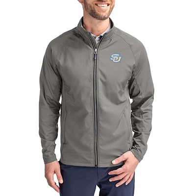 Men's Cutter & Buck Gray Southern University Jaguars Big & Tall Adapt Eco Knit Hybrid Recycled Raglan Full-Zip Jacket