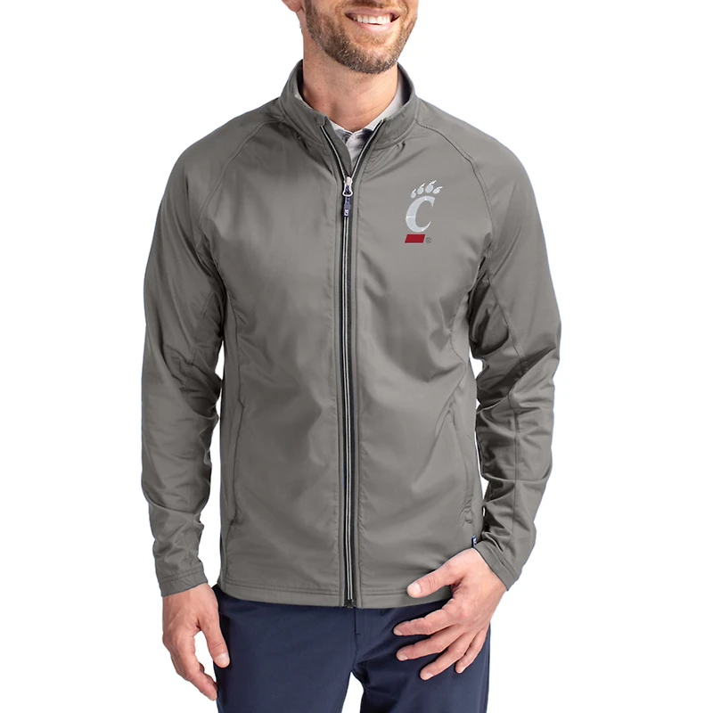 Men's Cutter & Buck Gray Cincinnati Bearcats Adapt Eco Hybrid Recycled Full-Zip Jacket