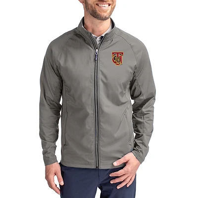 Men's Cutter & Buck Gray Tuskegee Golden Tigers  Adapt Eco Hybrid Recycled Full-Zip Jacket