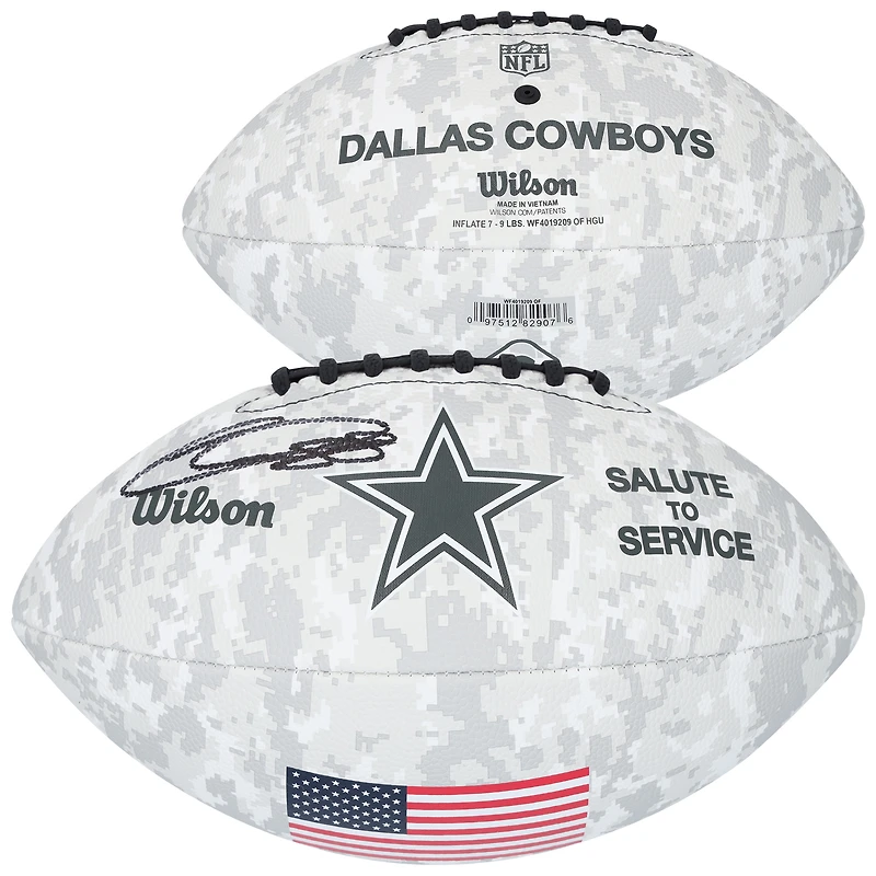 CeeDee Lamb Dallas Cowboys Autographed Wilson 2024 Salute To Service Football