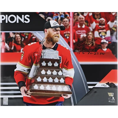 Sam Bennett Florida Panthers Autographed 2025 Stanley Cup Champions 16" x 20" Raising Conn Smythe Photograph with Multiple Inscriptions
