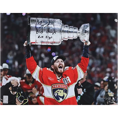 Matthew Tkachuk Florida Panthers Autographed 2025 Stanley Cup Champions 16" x 20" Raising Cup Photograph with Multiple Inscriptions