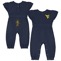 Infant Colosseum Navy West Virginia Mountaineers Beautopia Waffle Knit Romper