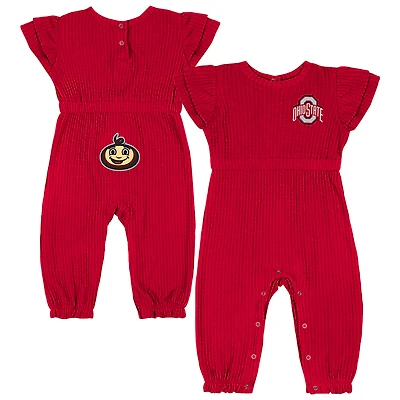 Infant Colosseum Scarlet Ohio State Buckeyes Beautopia Waffle Knit Romper