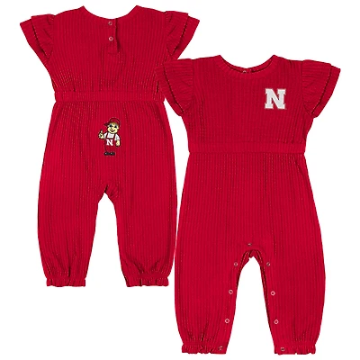 Infant Colosseum Scarlet Nebraska Huskers Beautopia Waffle Knit Romper