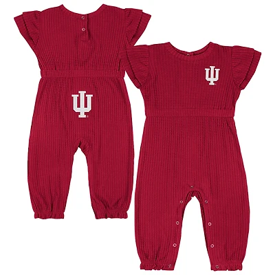 Infant Colosseum Crimson Indiana Hoosiers Beautopia Waffle Knit Romper
