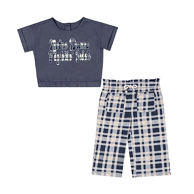 Girls Infant Colosseum Navy Notre Dame Fighting Irish Sky Castle Two-Piece T-Shirt and Pants Set