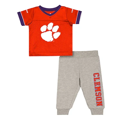 Infant & Newborn Colosseum Clemson Tigers Nothing But the Hits Two-Piece Football Set