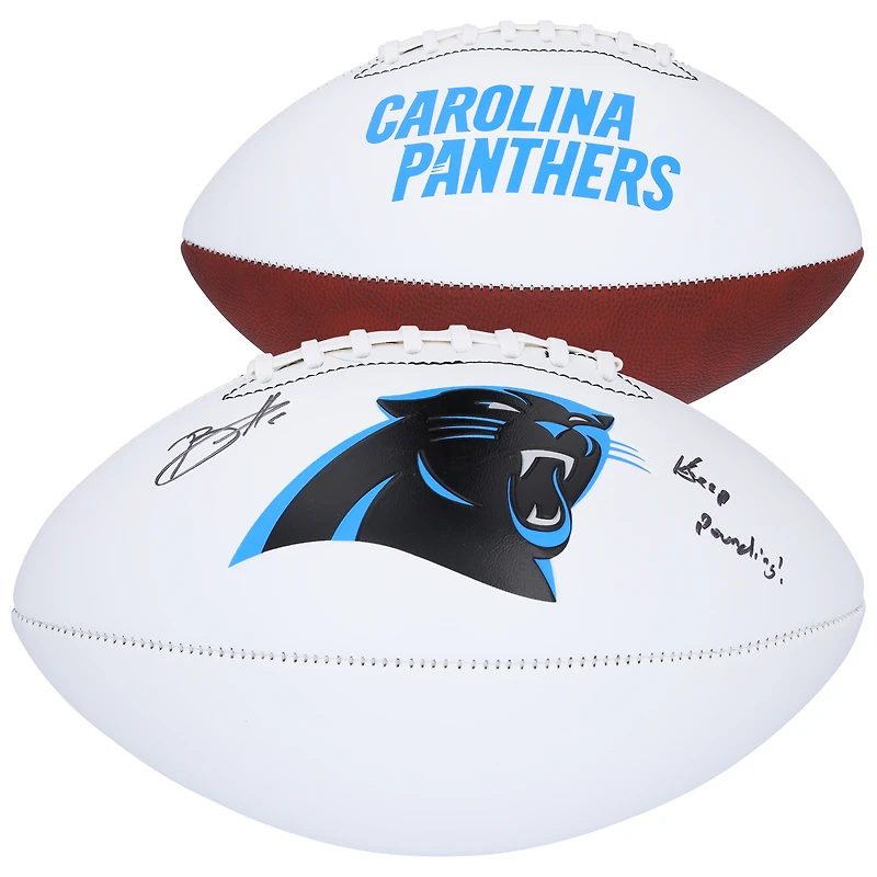 Bryce Young Carolina Panthers Autographed Franklin White Panel Football with "Keep Pounding" Inscription