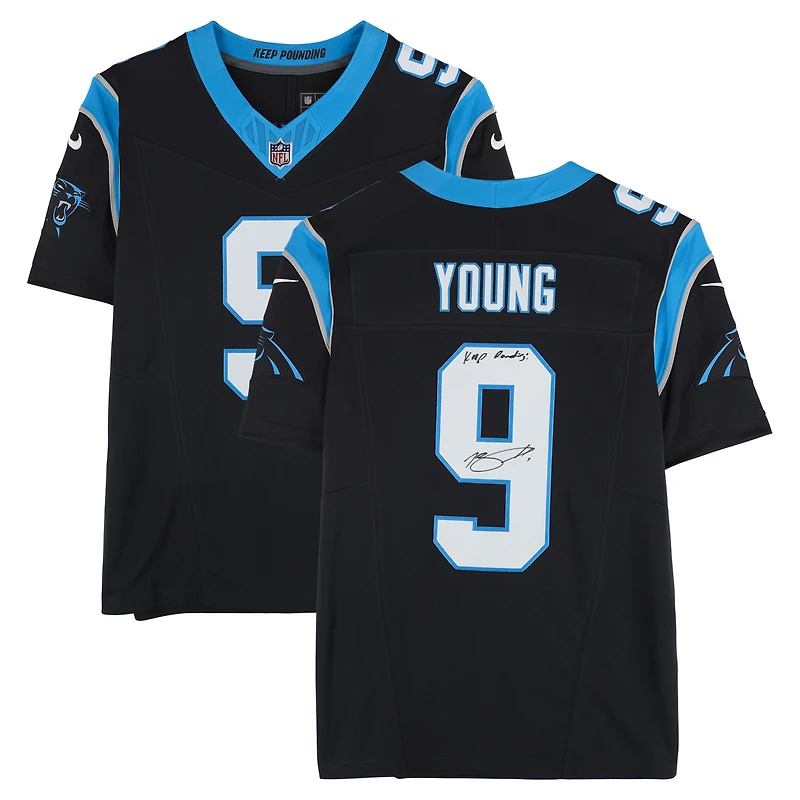 Bryce Young Carolina Panthers Autographed Black Nike Vapor F.U.S.E. Limited Jersey with "Keep Pounding" Inscription