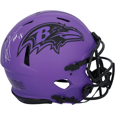 Ray Lewis Baltimore Ravens Autographed Riddell Rave Speed Authentic Helmet with "HOF 18" Inscription