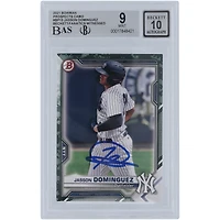 Jasson Domínguez New York Yankees Autographed 2021 Bowman Prospects Camo #BP-13 Beckett Fanatics Witnessed Authenticated 9/10 Card