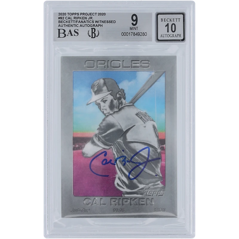 Cal Ripken Jr. Baltimore Orioles Autographed 2020 Topps Project 2020 #92 Beckett Fanatics Witnessed Authenticated /10 Card