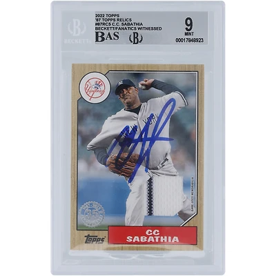 CC Sabathia New York Yankees Autographed 2022 Topps '87 Topps Dual-Color Jersey Pinstripe Relic #87R-CS Beckett Fanatics Witnessed Authenticated 9/10 Card