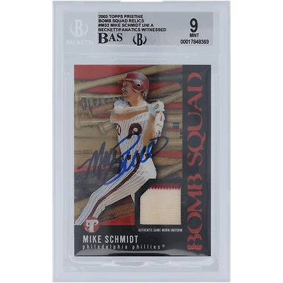Mike Schmidt Philadelphia Phillies Autographed 2003 Topps Pristine Bomb Squad Dual-Color Jersey Pinstripe Relic #PBS-MS2 Beckett Fanatics Witnessed Authenticated 9/10 Card