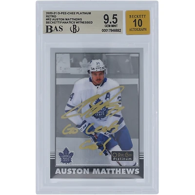 Auston Matthews Toronto Maple Leafs Autographed 2020-21 Upper Deck O-Pee-Chee Platinum Retro Gold Ink #R-2 Beckett Fanatics Witnessed Authenticated 9.5/10 Card with "Go Leafs Go!" Inscription