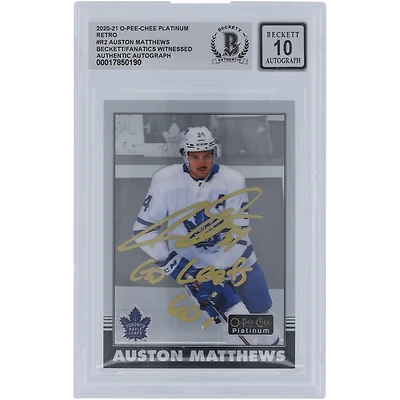 Auston Matthews Toronto Maple Leafs Autographed 2020-21 Upper Deck O-Pee-Chee Platinum Retro Gold Ink #R-2 Beckett Fanatics Witnessed Authenticated 10 Card with "Go Leafs Go" Inscription