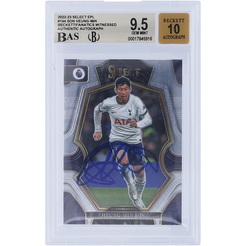 Son Heung-Min Tottenham Hotspur Autographed 2022-23 Panini Select EPL #144 Beckett Fanatics Witnessed Authenticated 9.5/10 Card