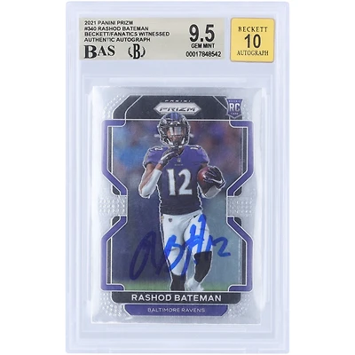 Rashod Bateman Baltimore Ravens Autographed 2021 Panini Prizm #340 Beckett Fanatics Witnessed Authenticated /10 Rookie Card