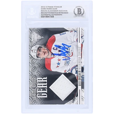 Alexander Ovechkin Washington Capitals Autographed 2012-13 Panini Titanium Game Worn Gear Relic #GG-AO Beckett Fanatics Witnessed Authenticated Card