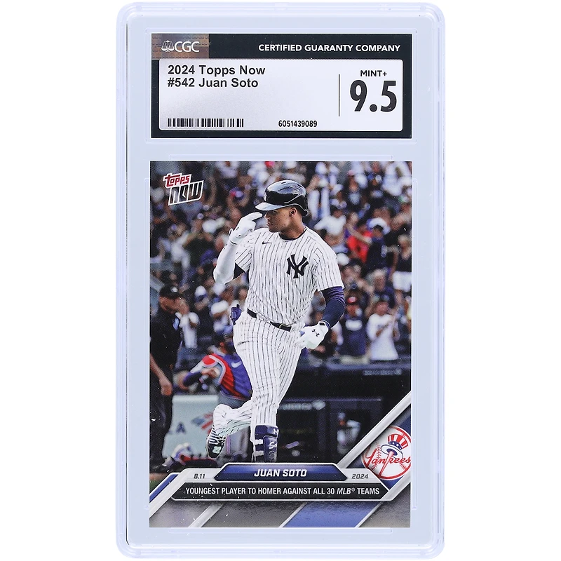 Juan Soto New York Yankees 2024 Topps Now Youngest Player To Homer Against All 30 MLB Teams #542 CGC Authenticated 9.5 Card