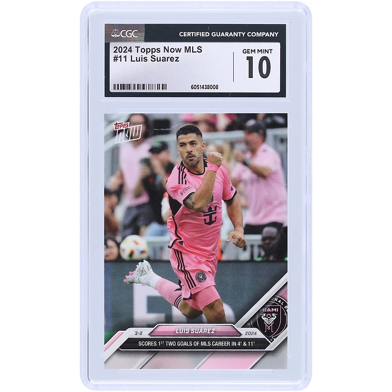 Luis Suarez Inter Miami CF 2024 Topps Now MLS Scores 1st Two Goals Of MLS Career In 4' & 11' #11 CGC Authenticated Card