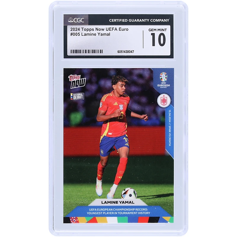 Lamine Yamal Spain National Team 2024 Topps Now UEFA Euro Youngest Player In Tournament History #5 CGC Authenticated Card