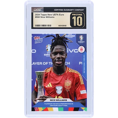 Nico Williams Spain National Team 2024 Topps Now UEFA Euro Player Of The Match Performance In UEFA Euro 2024 Final #60 CGC Authenticated Pristine 10 Card