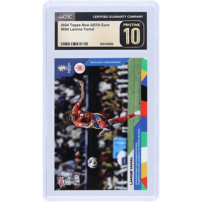 Lamine Yamal Spain National Team 2024 Topps Now UEFA Euro Youngest Ever Goal Scorer At 16 Years & 362 Days #54 CGC Authenticated Pristine 10 Card