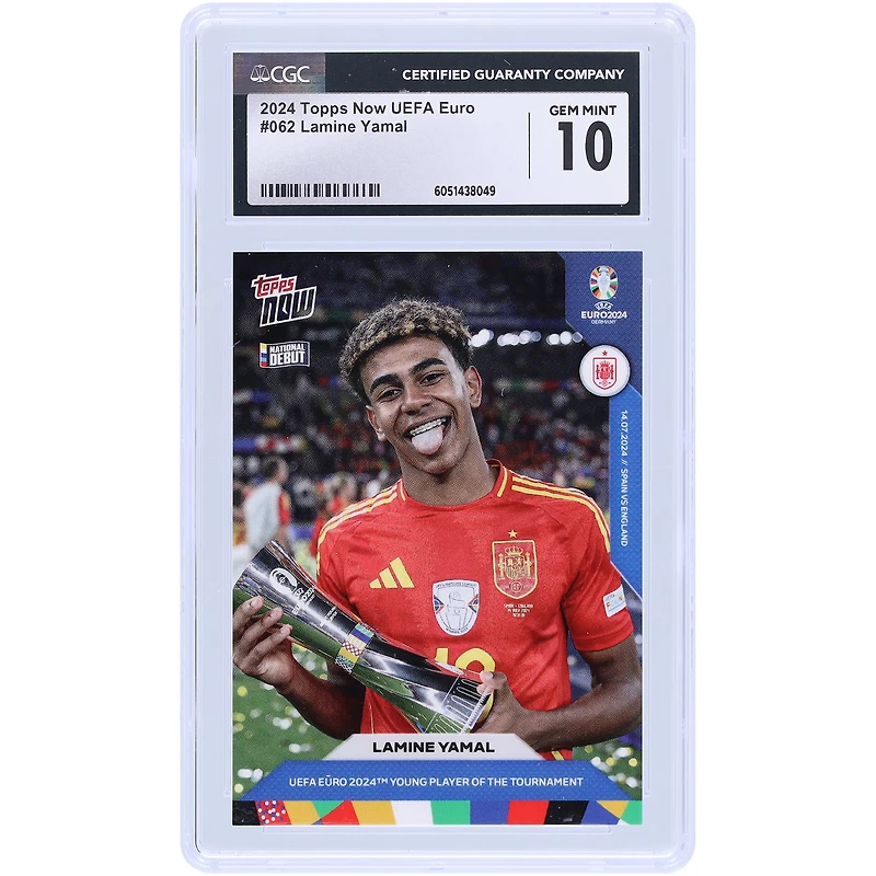 Lamine Yamal Spain National Team 2024 Topps UEFA Euro 2024 Young Player Of The Tournament #62 CGC Authenticated 10 Card