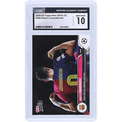 Robert Lewandowski Barcelona 2024-25 Topps Now UEFA Scores 100th UEFA Champions League Goal #49 CGC Authenticated 10 Card
