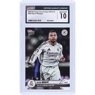 Kylian Mbappé Real Madrid 2024-25 Topps Now UEFA 50th UEFA Champions League Goal #63 CGC Authenticated 10 Card