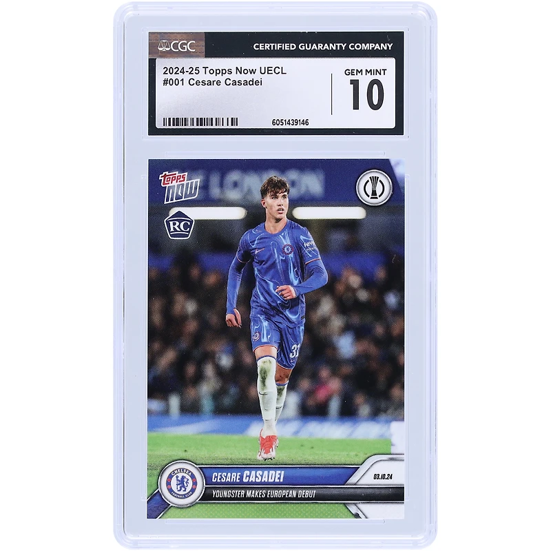Cesare Casadei Chelsea 2024-25 Topps Now UEFA Youngster Makes European Debut #1 CGC Authenticated Rookie Card