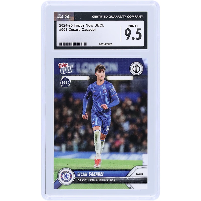 Cesare Casadei Chelsea 2024-25 Topps Now UEFA Youngster Makes European Debut #1 CGC Authenticated 9.5 Rookie Card