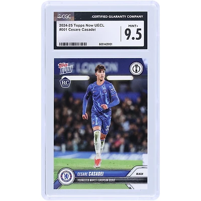 Cesare Casadei Chelsea 2024-25 Topps Now UEFA Youngster Makes European Debut #1 CGC Authenticated 9.5 Rookie Card