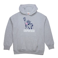 Men's Mitchell & Ness Heather Gray Fanatics Fest 2025 Bubble Gum Liberty Fleece Pullover Hoodie