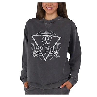 Women's Concepts Sport Charcoal Wisconsin Boxy Mist French Terry Long Sleeve Top
