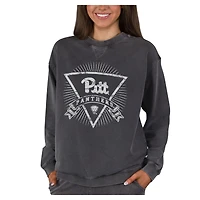 Women's Concepts Sport Charcoal Pitt Panthers Boxy Mist French Terry Long Sleeve Top