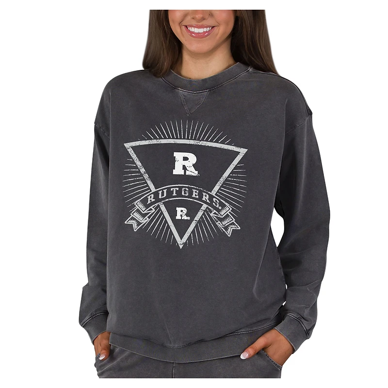 Women's Concepts Sport Charcoal Rutgers Scarlet Knights Boxy Mist French Terry Long Sleeve Top