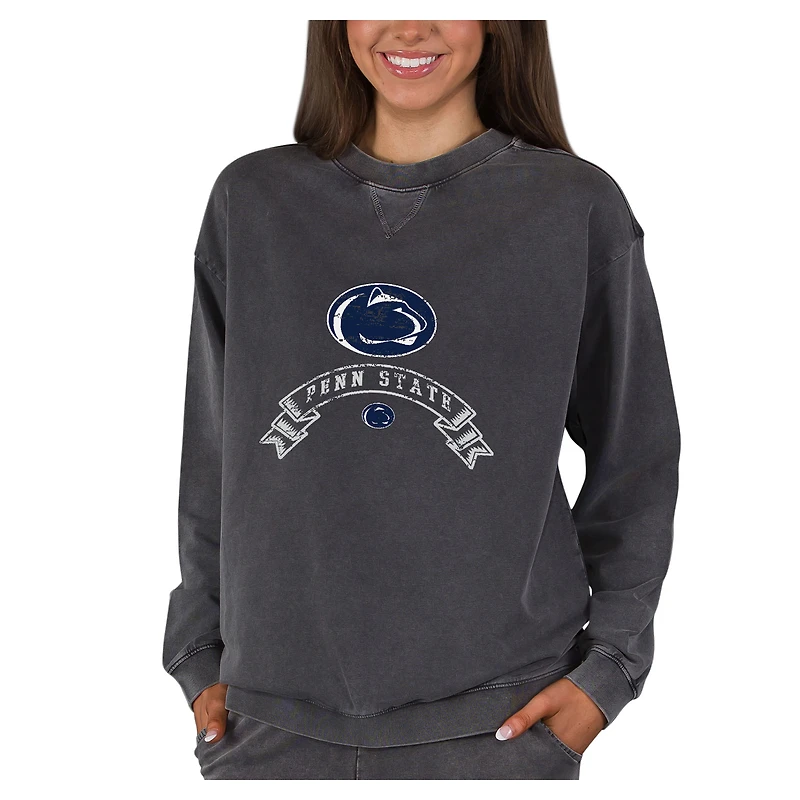 Women's Concepts Sport Charcoal Penn State Nittany Lions Boxy Mist French Terry Long Sleeve Top