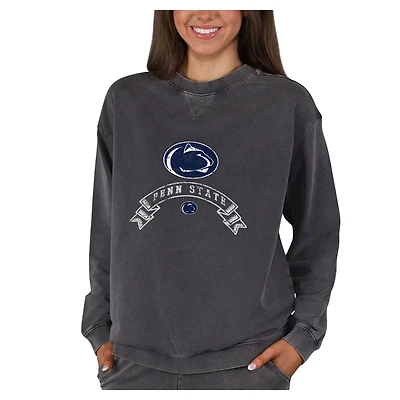 Women's Concepts Sport Charcoal Penn State Nittany Lions Boxy Mist French Terry Long Sleeve Top